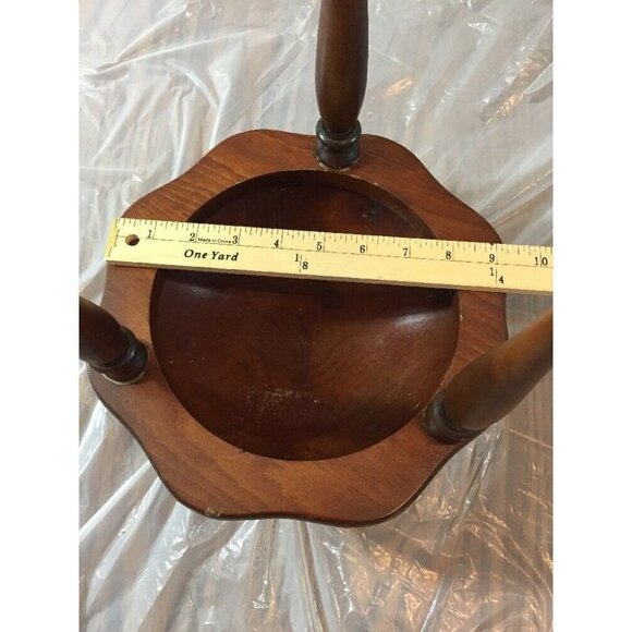 Wooden 3 Taper Candlestick Candle Holder Handmade Octagon Base Round Bowl Center - Picture 8 of 12